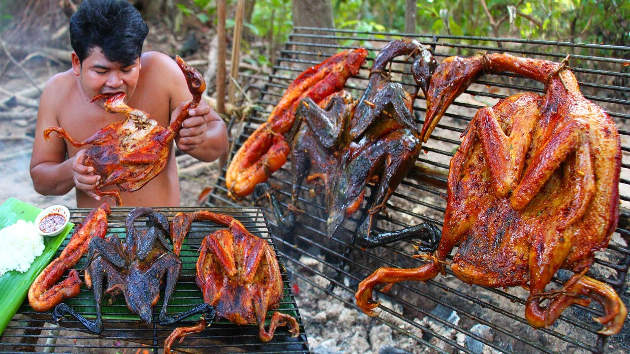 Cooking 3 Special BBQ - Grilled Black Chicken Vs Duck BBQ and Pork Belly Meat BBQ Eating Delicious