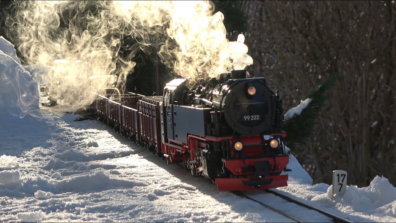 Güterzugdampf im Winter; Freight train steam in winter