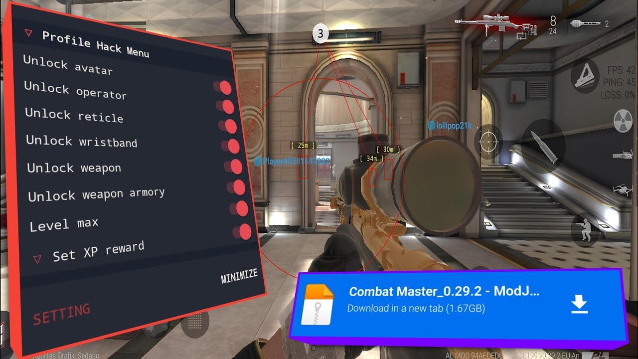 Combat Master Mod Menu 2026 v0.29.2 - Auto Headshot & Unlimited ammo