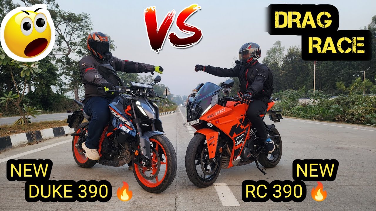 New 2024 ktm duke 390 vs rc 390 drag race 😲🔥🔥