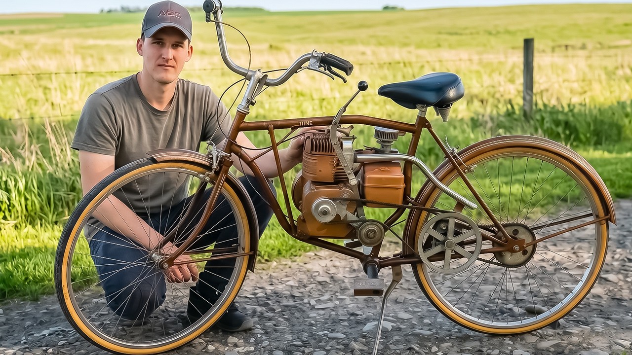 I make a VINTAGE motorbike from a bicycle.