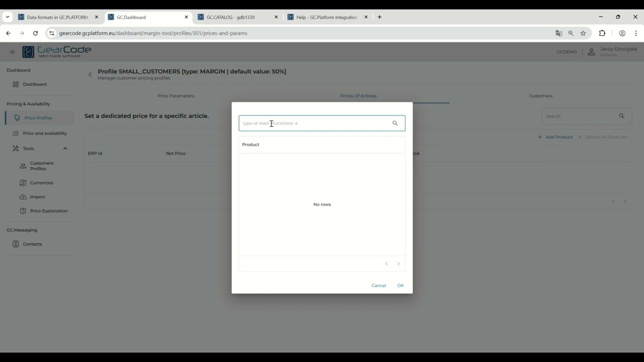 GC.CATALOG Pricing & Availability with GC.DASHBOARD
