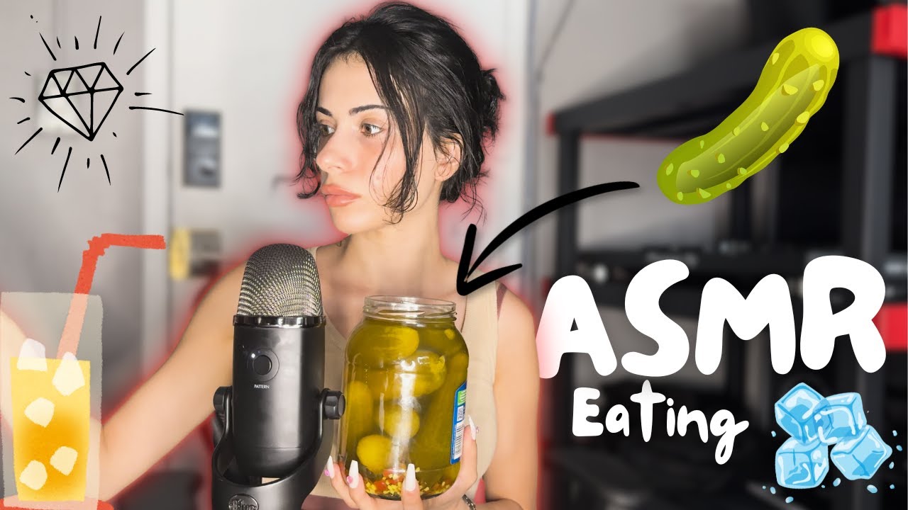 ASMR | Eating Pickle, Ice Cube, Fish Bowl & Whispering sounds