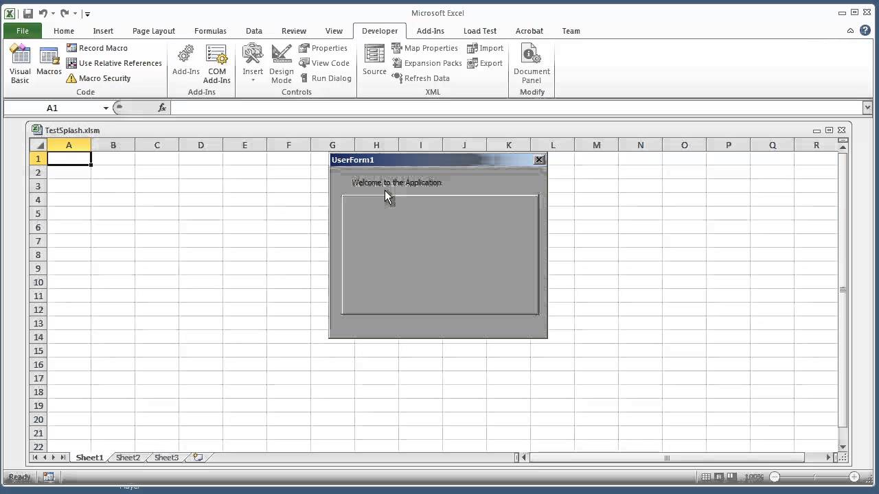 VBA Excel 2010   How to Create a Welcome Splash Screen using UserForm in VBA