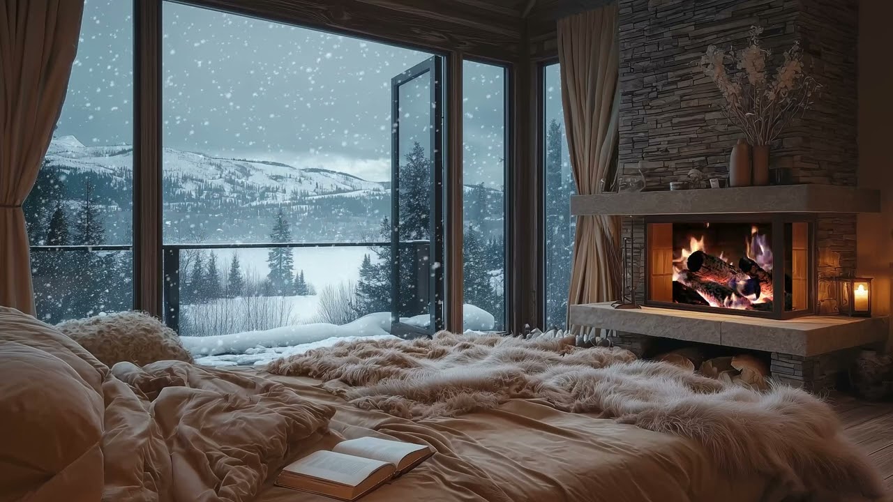 Crackling Fireplace Howling Wind Mix 🔥 10 Hours of Relaxing Winter Ambience
