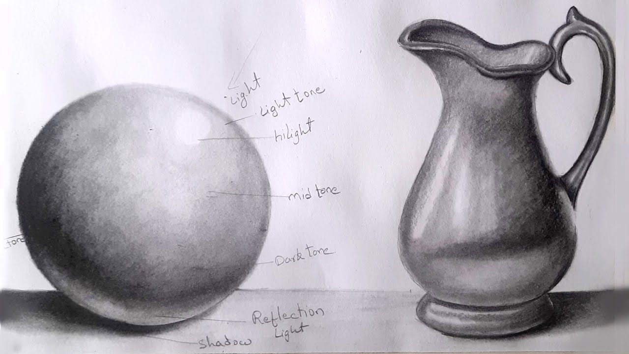How to Shade Basic Forms sphere and Jug with PENCIL for BEGINNERS Easy Pencil Tutorial
