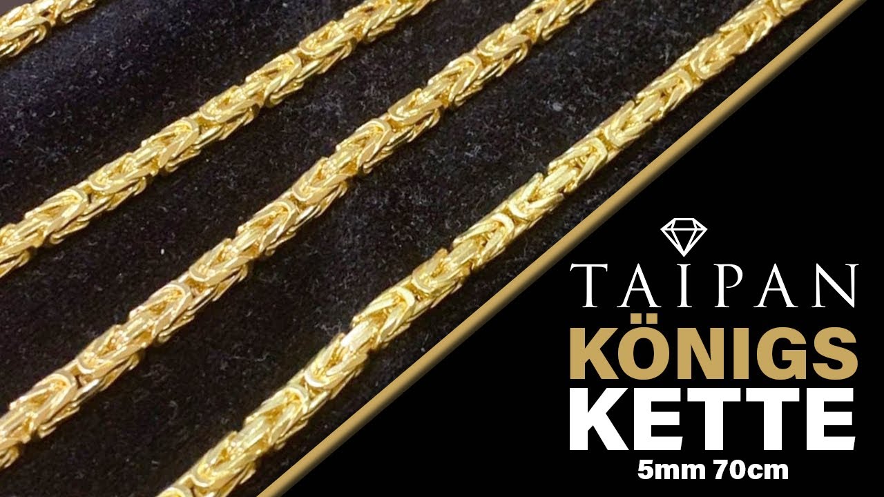 Taipan vergoldete K&ouml;nigskette 70cm lang 5mm breit 925 Sterling