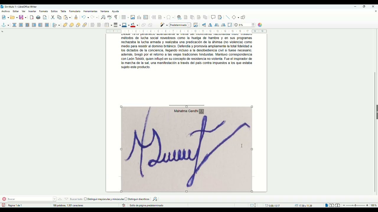 Colocar una firma en documento de Libreoffice