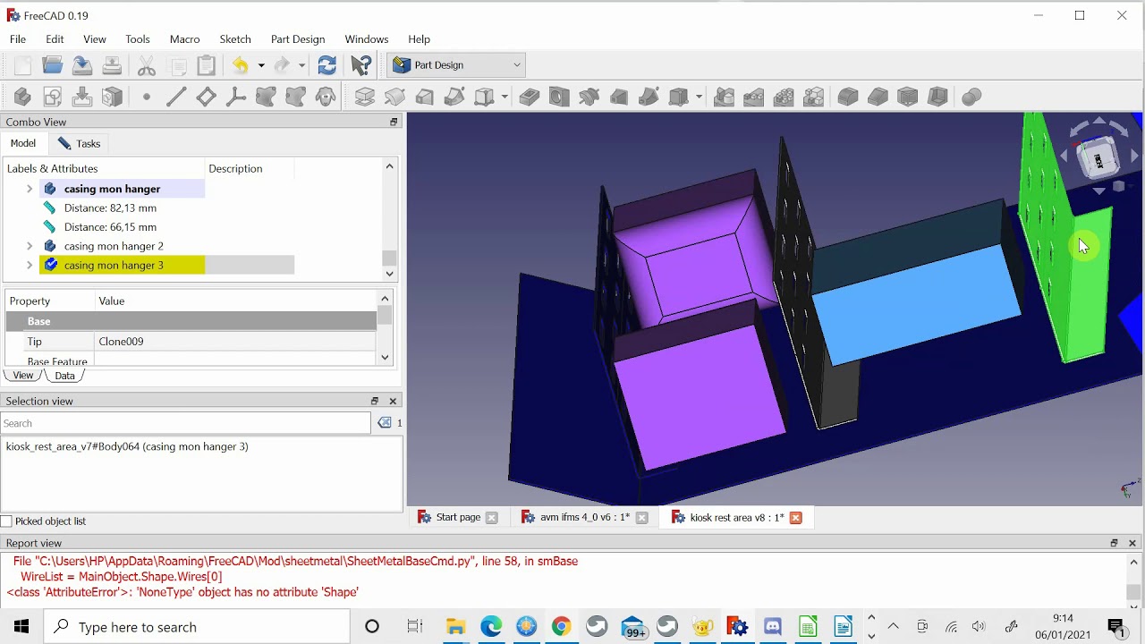 freecad sheet metal procedure in designing new kiosk1 part 7