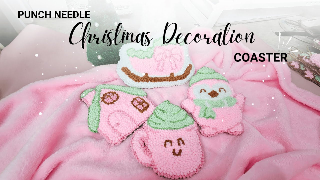 Kawaii Pastel Christmas Coaster | Punch Needle 2025