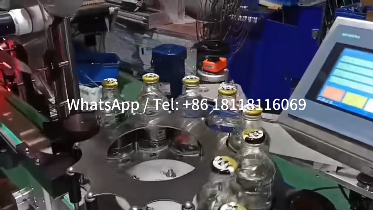 High Speed Two Label Head Rotary Star Wheel +Top Labeling Machine With Visual Inspection System Test