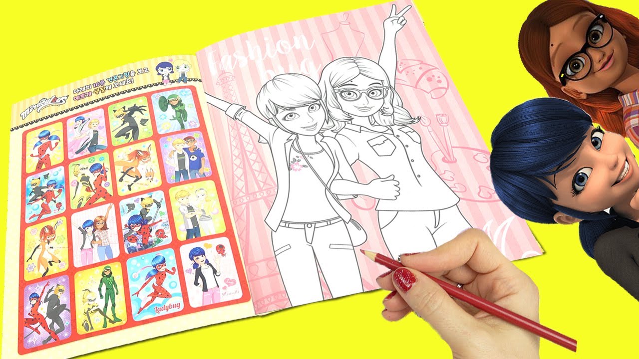 Miraculous Ladybug Coloring Book Pages with Marinette and Alya