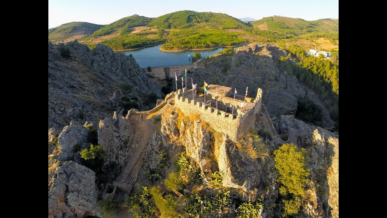 Penha Garcia Castle and Dam aerial view