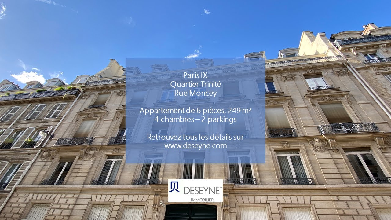 Location appartement Paris 9, Trinité, 6 pièces, 4 chambres, 2 parkings, 1 cave