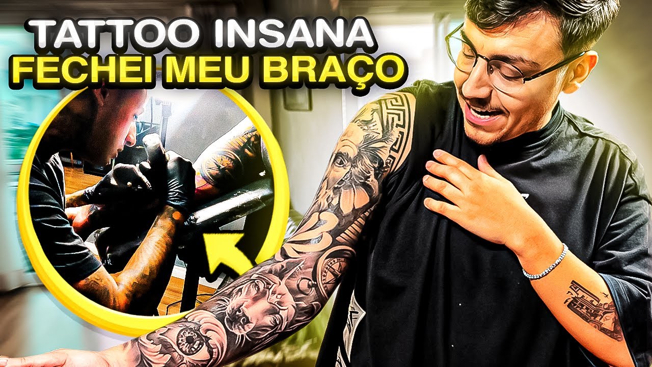 Fechei meu BRAÇO com uma TATTOO INSANA✒️(a dor foi MUITO FORTE)