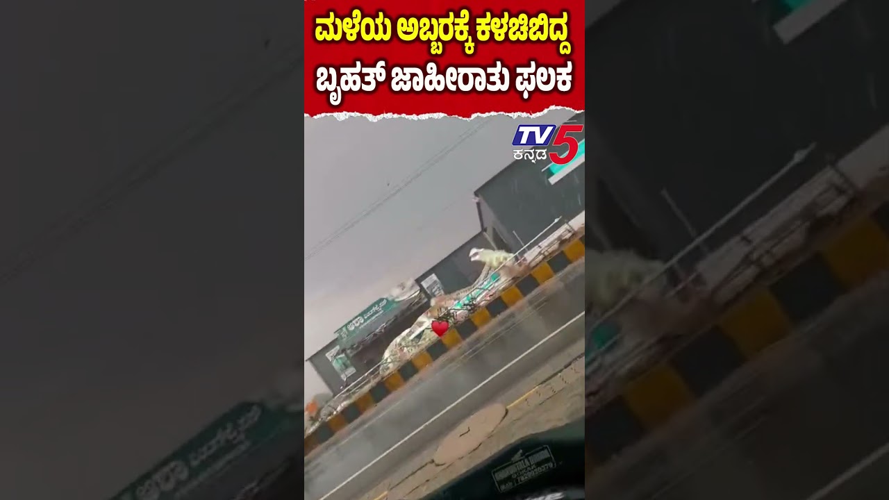 Heavy Rain Effect In Belagavi : ಮಳೆಯ ಅಬ್ಬರಕ್ಕೆ ಕಳಚಿಬಿದ್ದ  ಬೃಹತ್ ಜಾಹೀರಾತು ಫಲಕ | TV5 Kannada
