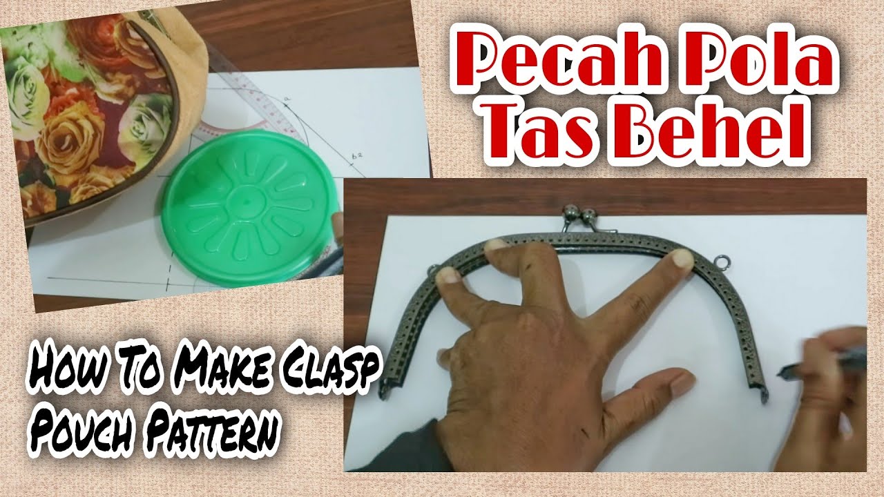Cara Membuat Pola Pouch Behel | How to draw clasp purse pattern | Cara membuat dompet behel