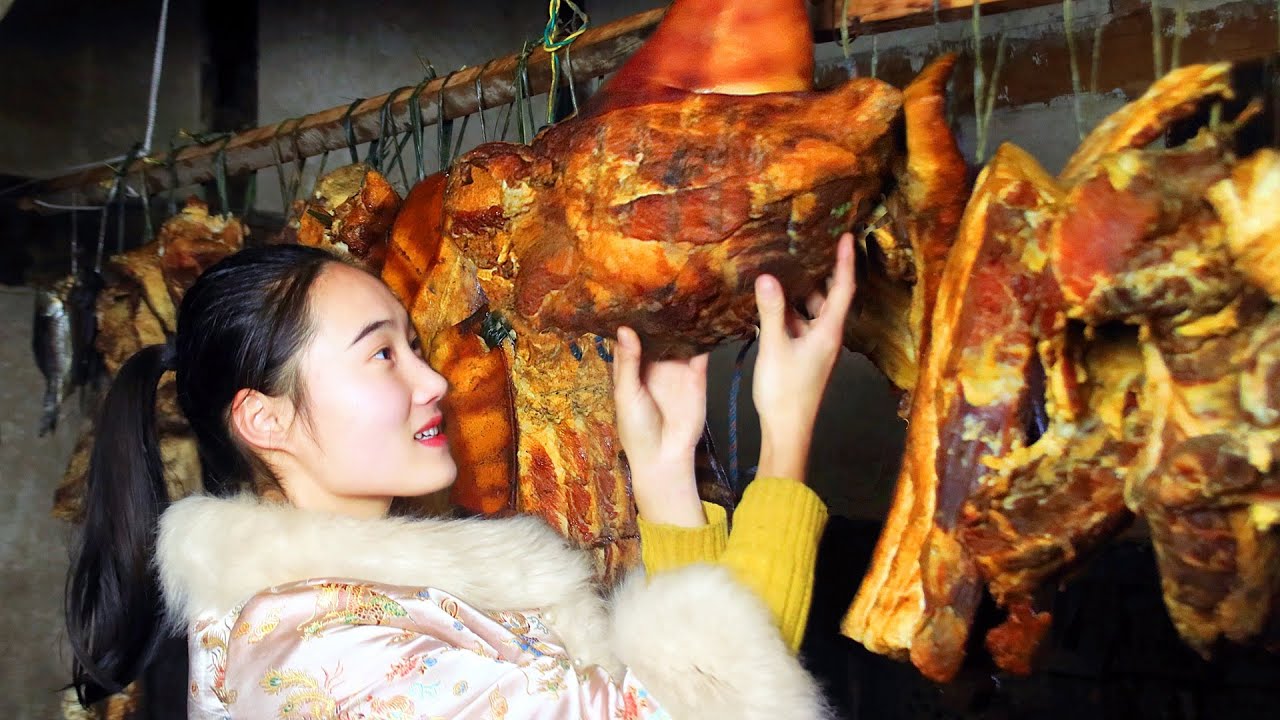 Свинина, рыба и пряная колбаса, вкусное вяленое мясо на Новый год｜Пасторальная жизнь семейной пары
