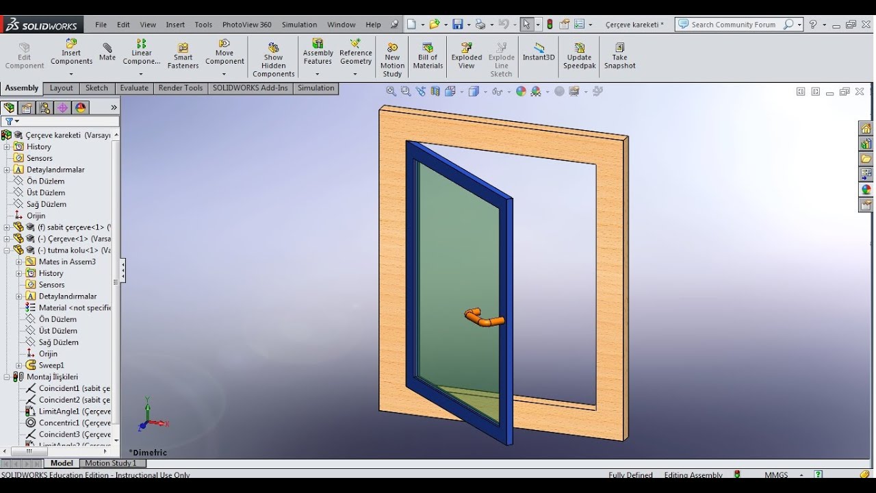 Animasyon Oluşturmak Çerçeve Hareketi Solidworks