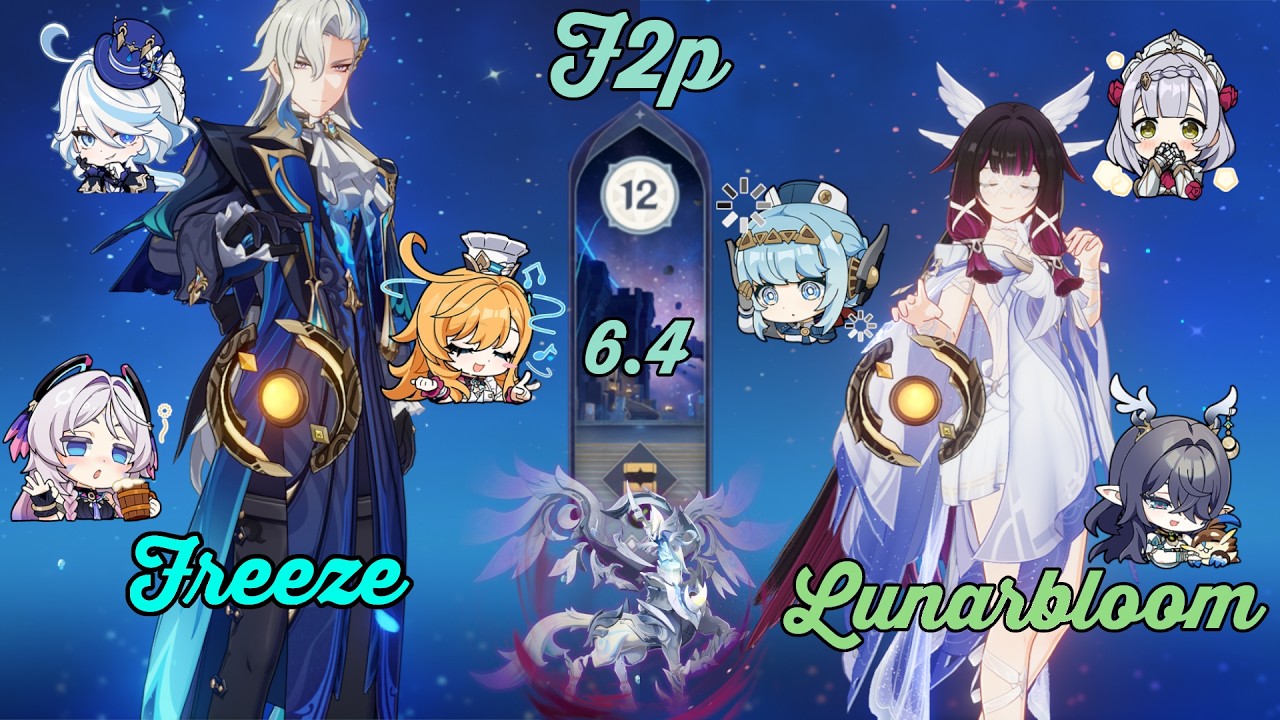 f2p | Neuvillette Freeze - Columbina Lunarbloom | 6.4 Spiral Abyss Floor 12| Genshin Impact