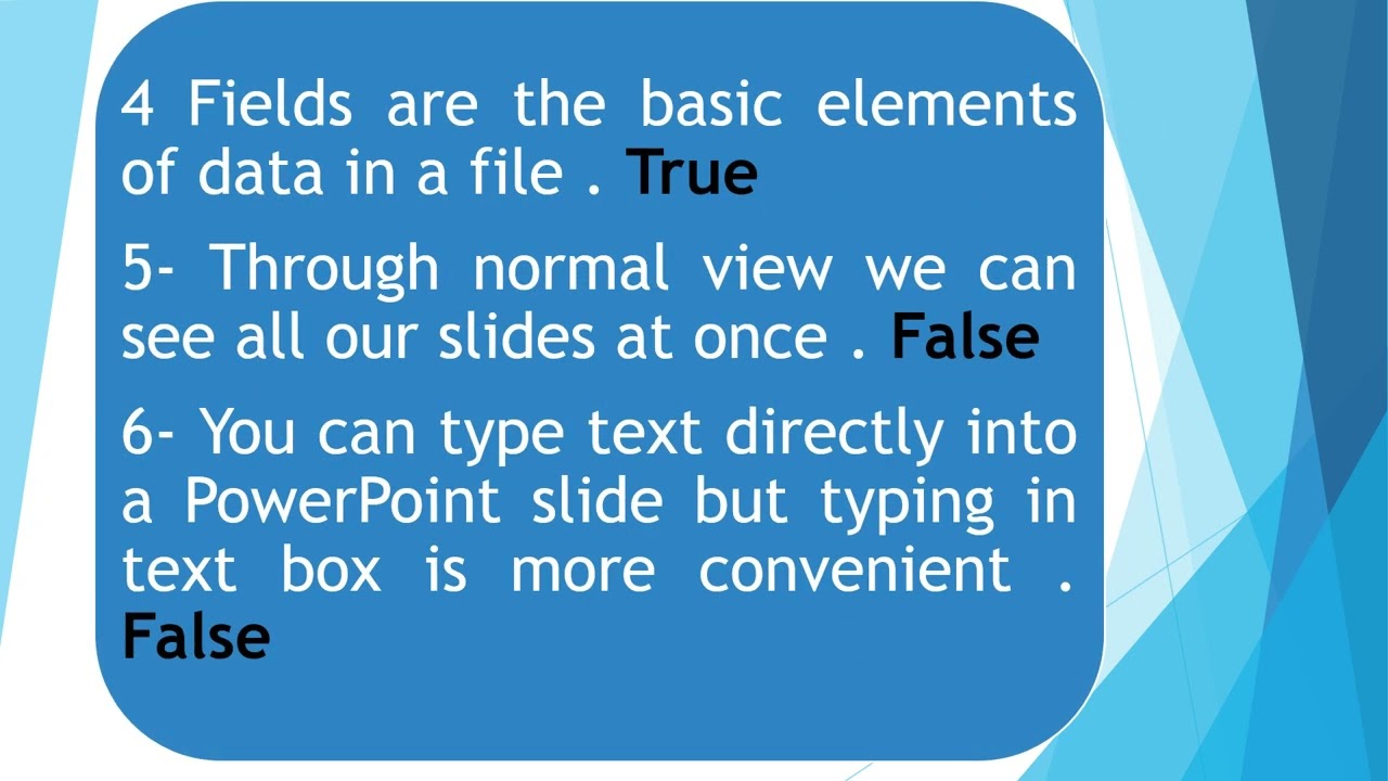Most important true false questions for 'O' Level, CCC BCC, And other examination