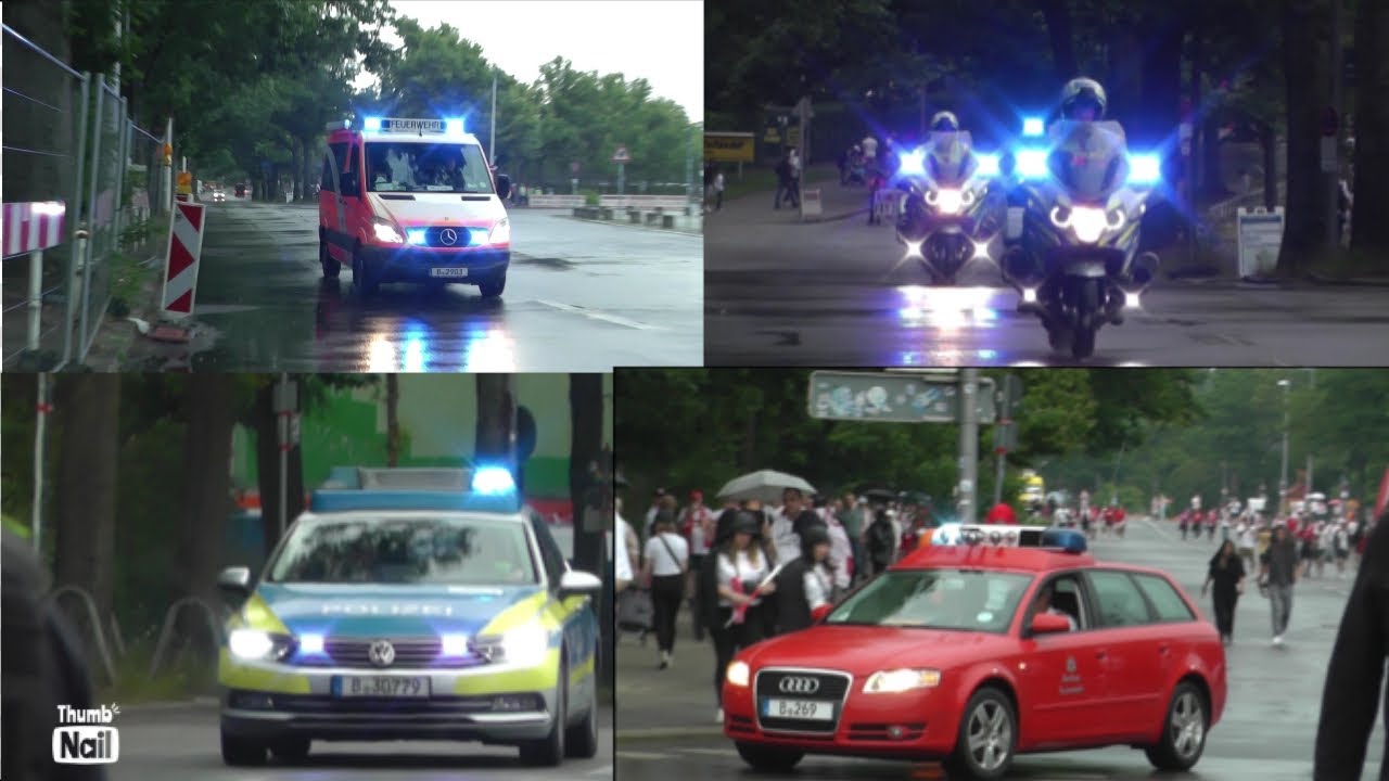 Polen vs. Österreich. EM-Spiel in Berlin| Einsatzfahrten Feuerwehr,Polizei, Rettungsdienst