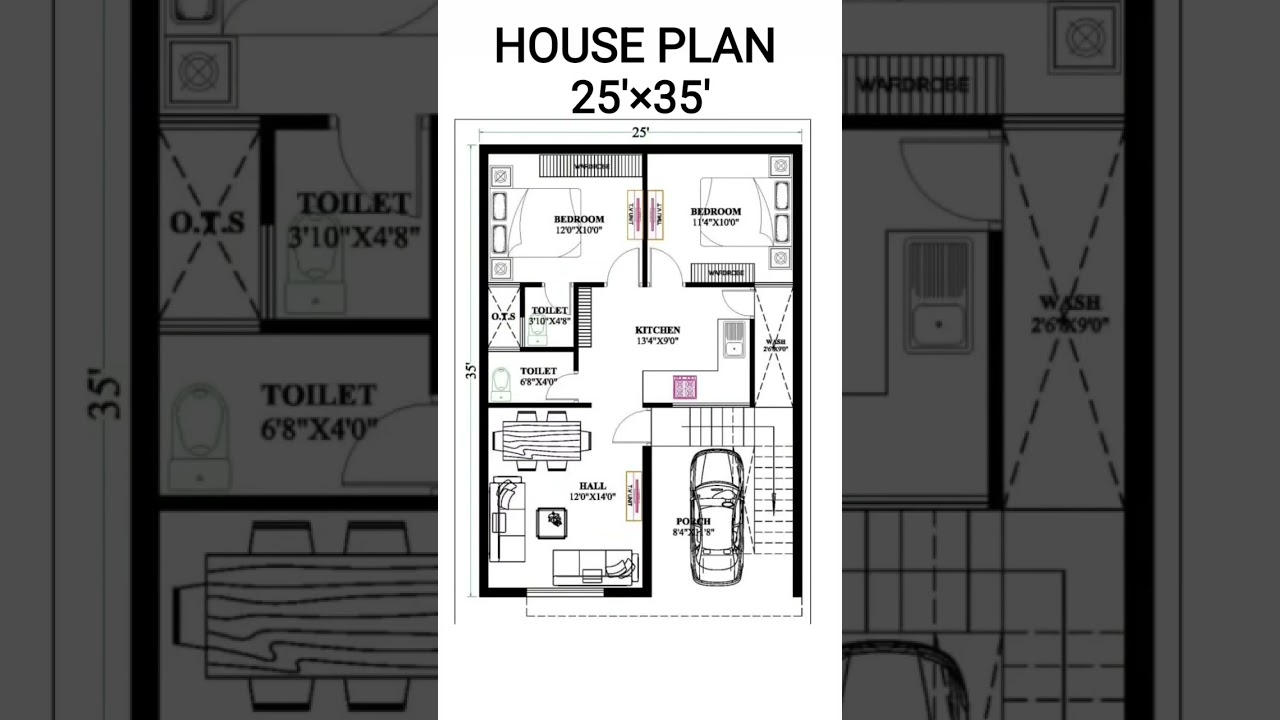 🏠 25 x 35 House Plan | 2 BHK With Car parking | 25 x 35 Makan Ka Naksha |  #ytshorts #BuildMyHome