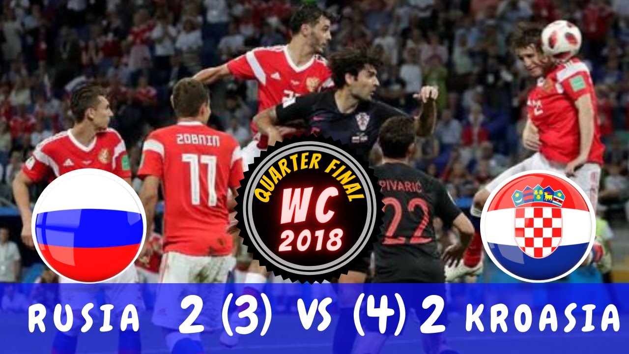 RUSIA 2 (3) - (4) 2 KROASIA || PEREMPAT FINAL PIALA DUNIA RUSIA 2018 - Highlight