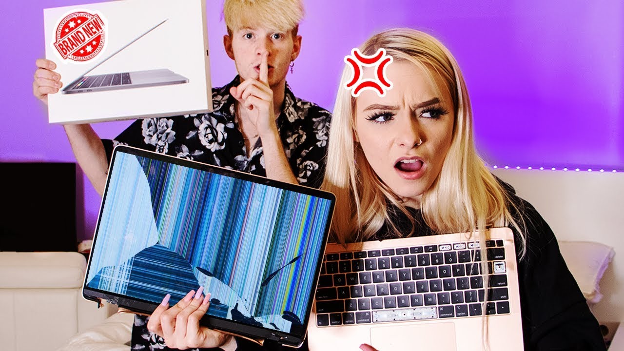 DESTROYING MY GIRLFRIENDS LAPTOP, THEN BUYING HER A MACBOOK! FT. Zoe Laverne