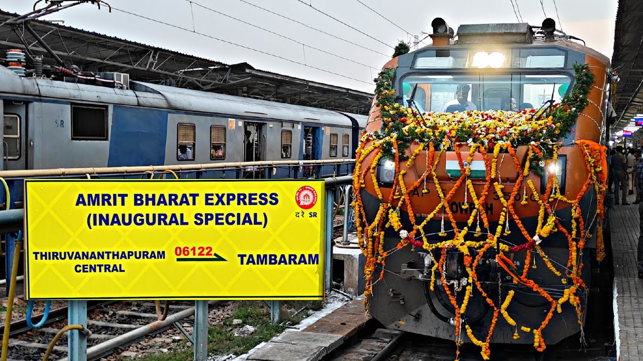 Thiruvananthapuram To Tambaram AMRIT BHARAT Express Inaugural Run | Tiruchchirappalli Junction | 4K