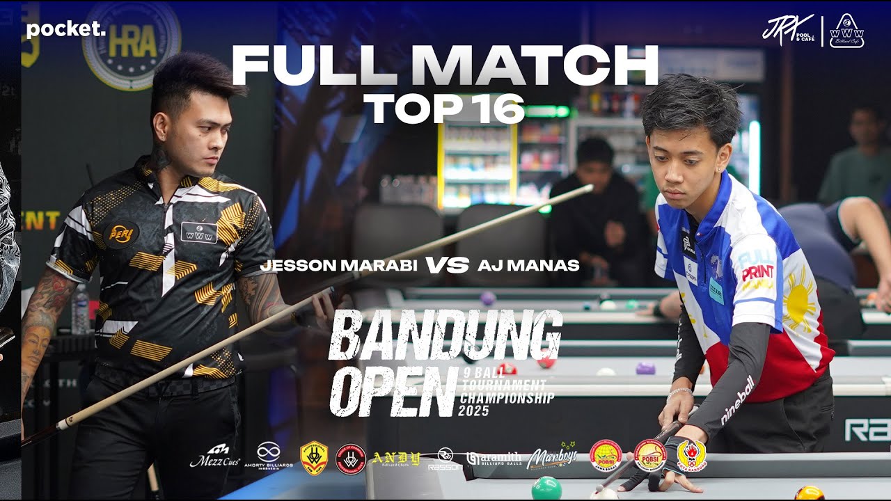 Full Match  Top 16 Bandung Open 9-Ball 2025 | Jesson Marabi vs AJ Manas