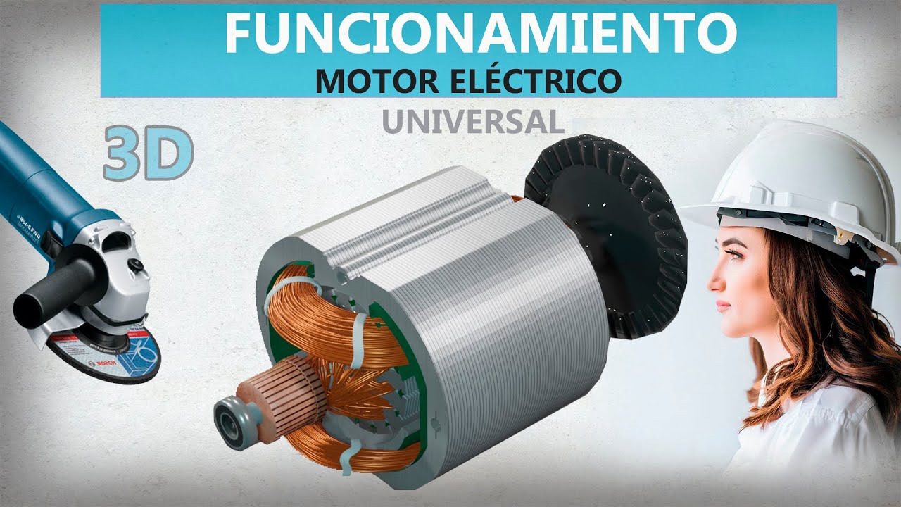 Como funciona un Motor Eléctrico Universal, Explicación Animada 3D  | Pulidora Eléctrica || Conecvid