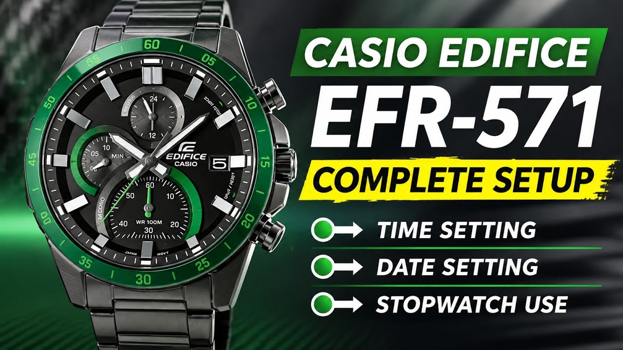 How to set time,date & stopwatch on Casio Edifice EFR-571DC.TrendWatchLab.