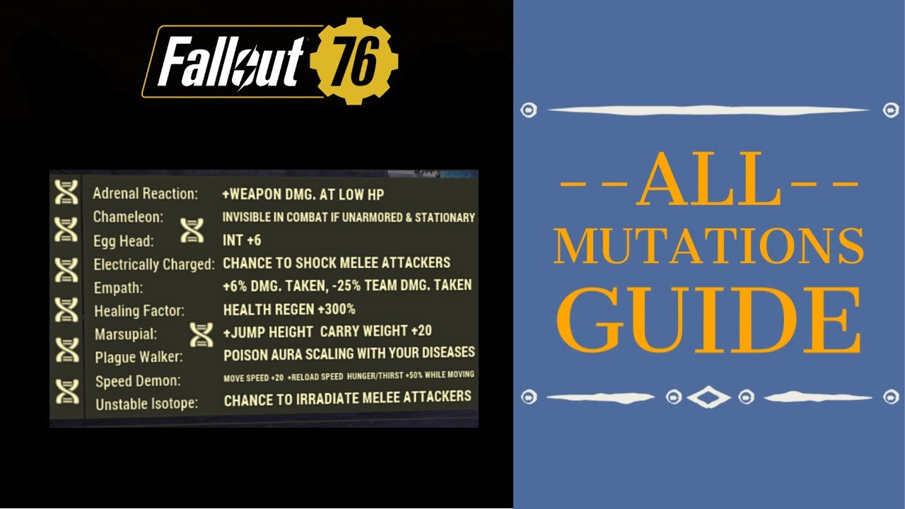ALL MUTATIONS Guide - Fallout 76 Wastelanders