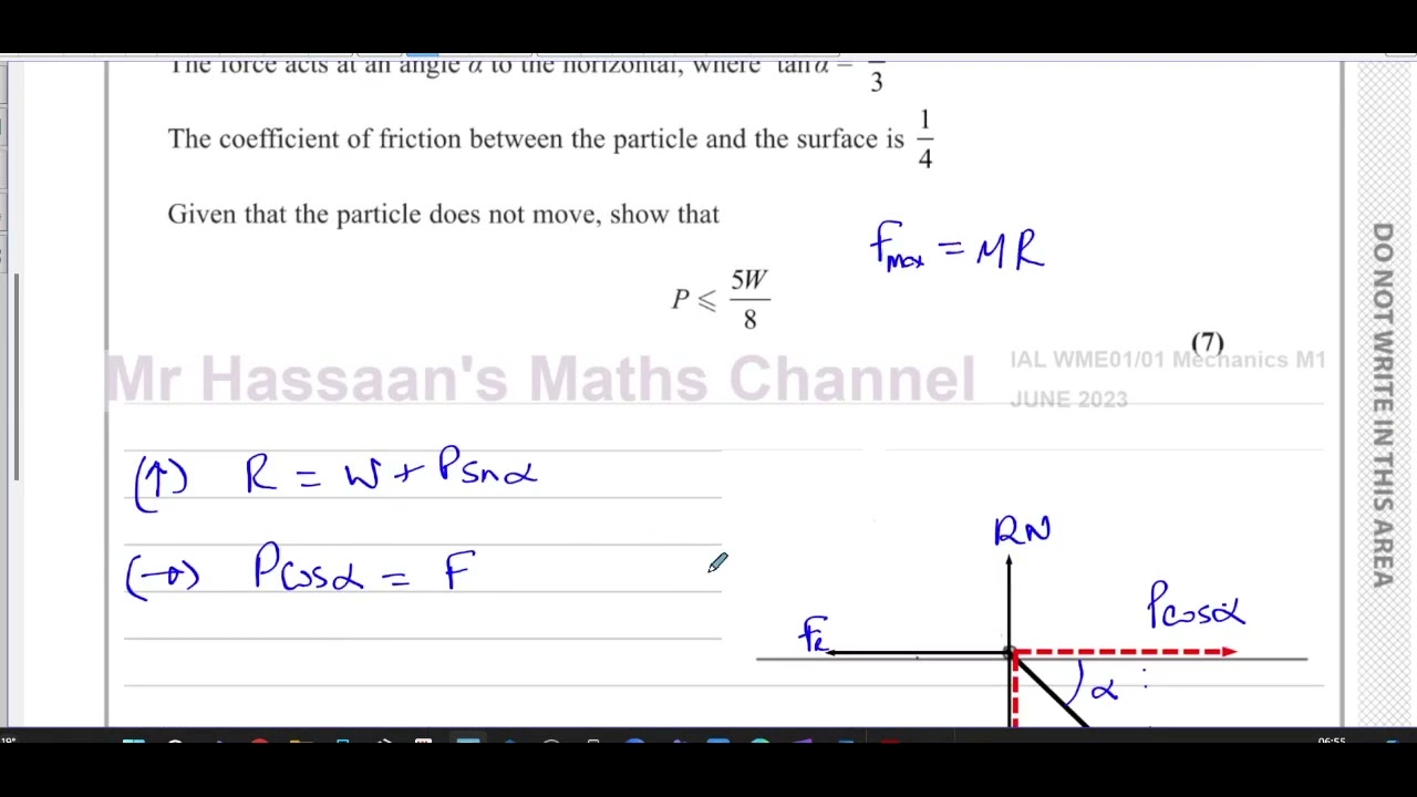 WME01/01, (Edexcel), IAL, M1, June 2023, Q6 Statics, Friction, Limiting Equilibrium