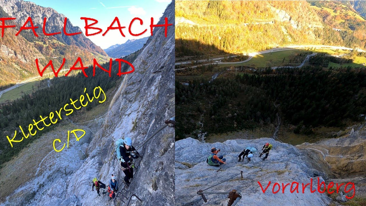 Klostertaler Klettersteig Fallbachwand C/D - im Spätherbst in der schattigen Nordwand