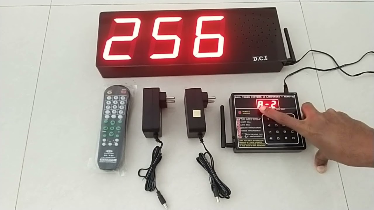 Wireless token display with remote in English, Hindi and Marathi.