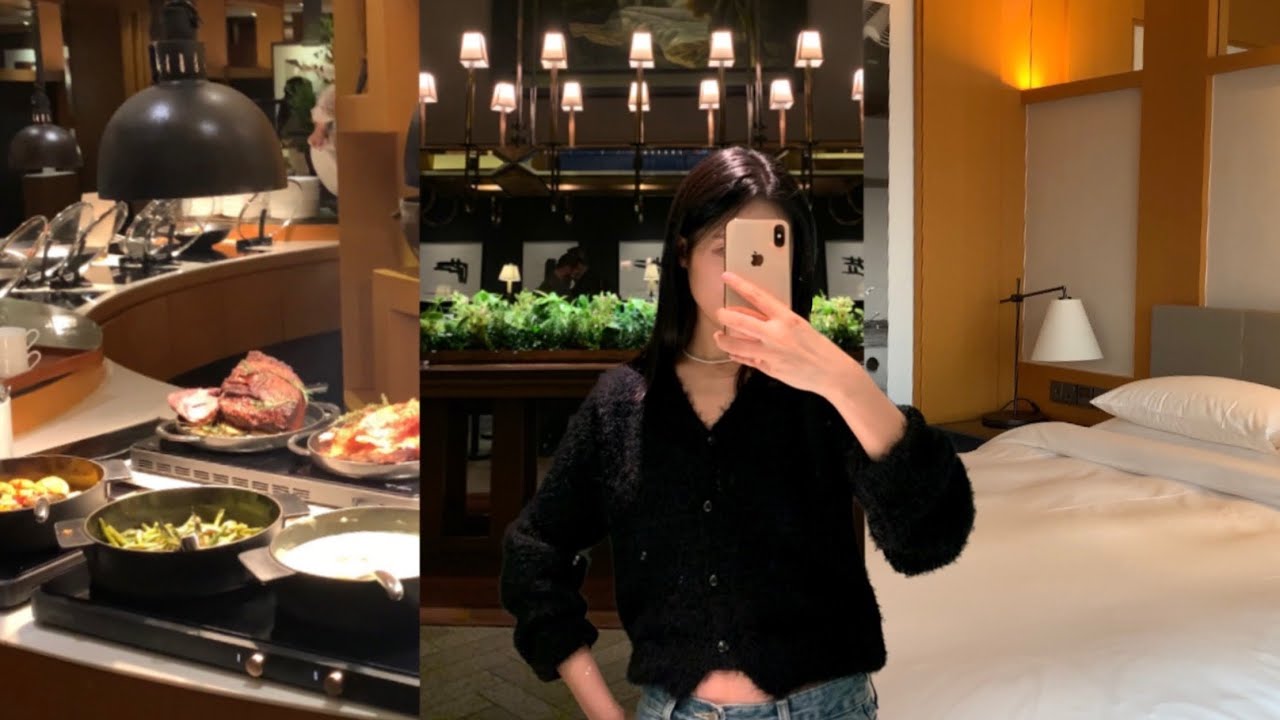 Staying at the 5 star Hotel in Korea, a luxurious hotel buffet dinner & breakfast🍴ㅣstaycation vlog