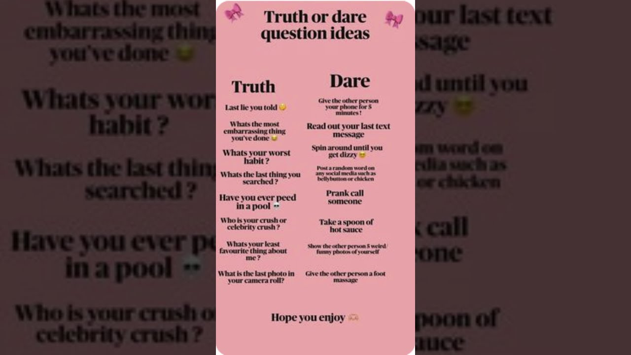|truth and dare |ideas| 