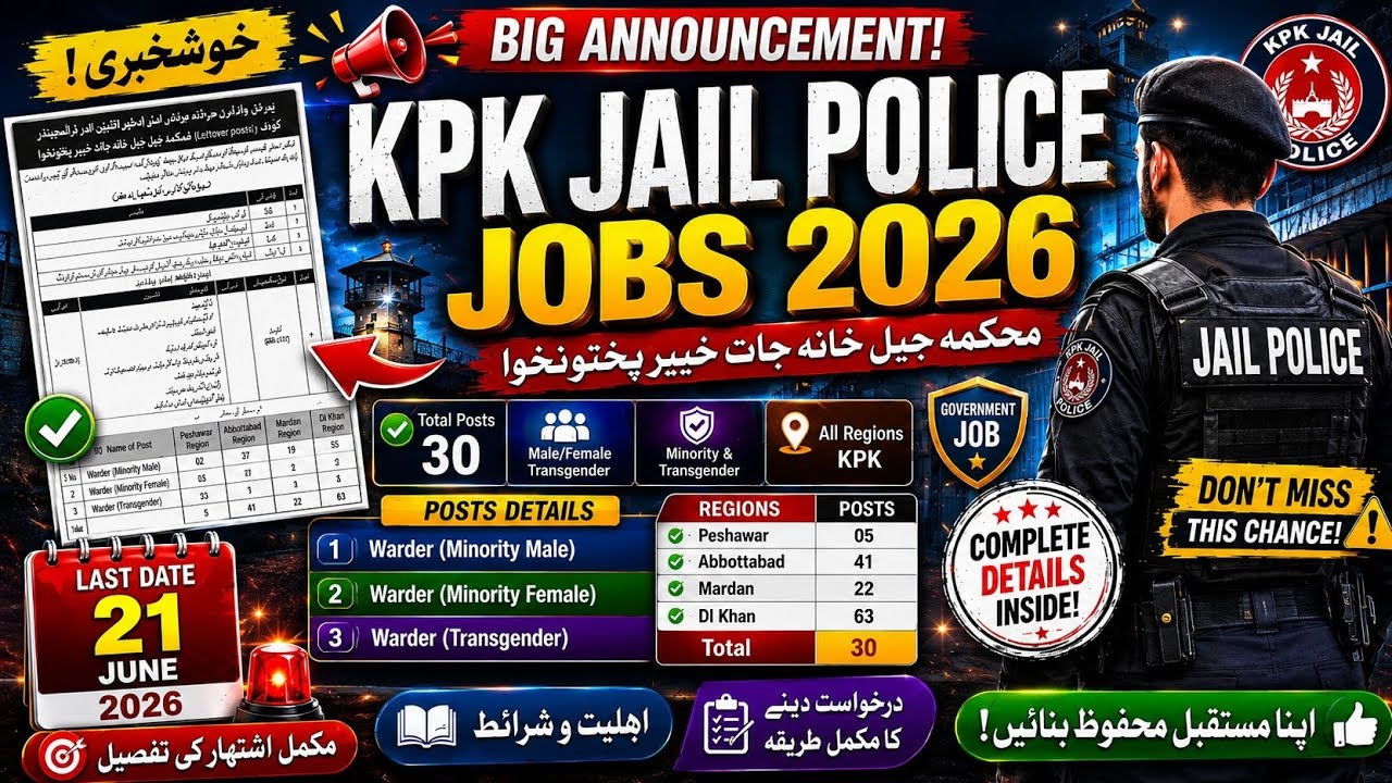 🚨 KPK Jail Police Jobs 2026 | Male, Female & Transgender Apply Now. Complete road map for success 