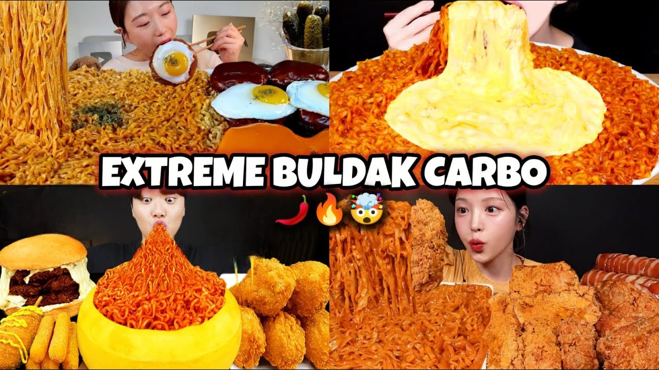 EXTREME BULDAK CARBO FIRE NOODLES 🌶🔥🤯 | Ultimate Spicy Ramen Mukbang ASMR Compilation