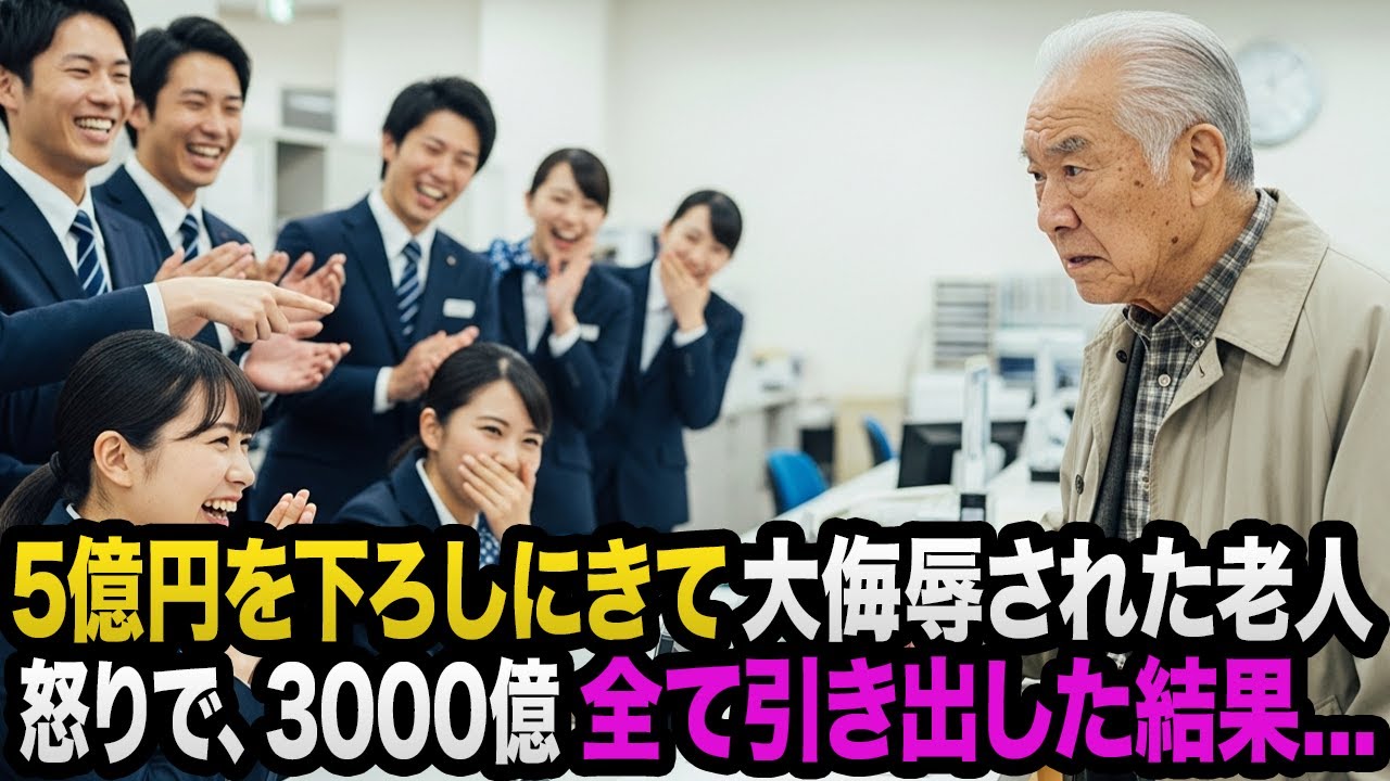 5億を引き出そうとして大爆笑された老人。侮辱され、突如3000億全額引き出した瞬間、銀行は今世紀最大の大混乱に陥った！