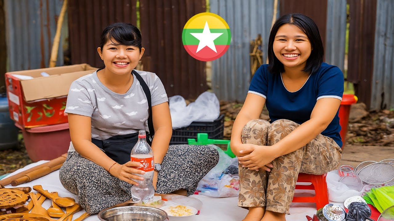 🇲🇲 Взгляд на утреннюю жизнь Мьянмы на рынке сырых продуктов на берегу залива Янгона