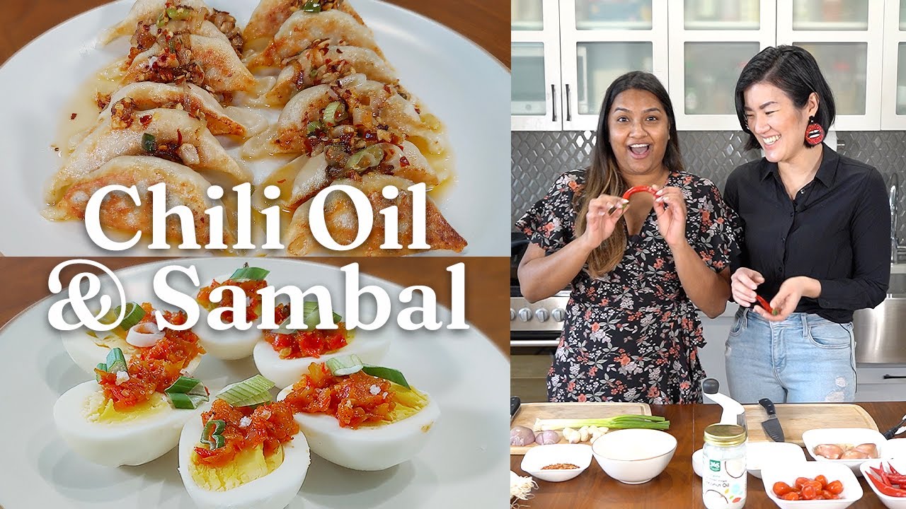 Learn to cook INDONESIAN CHILI SAUCE called SAMBAL and SIMPLE CHILI OIL at home! (hot and spicy)