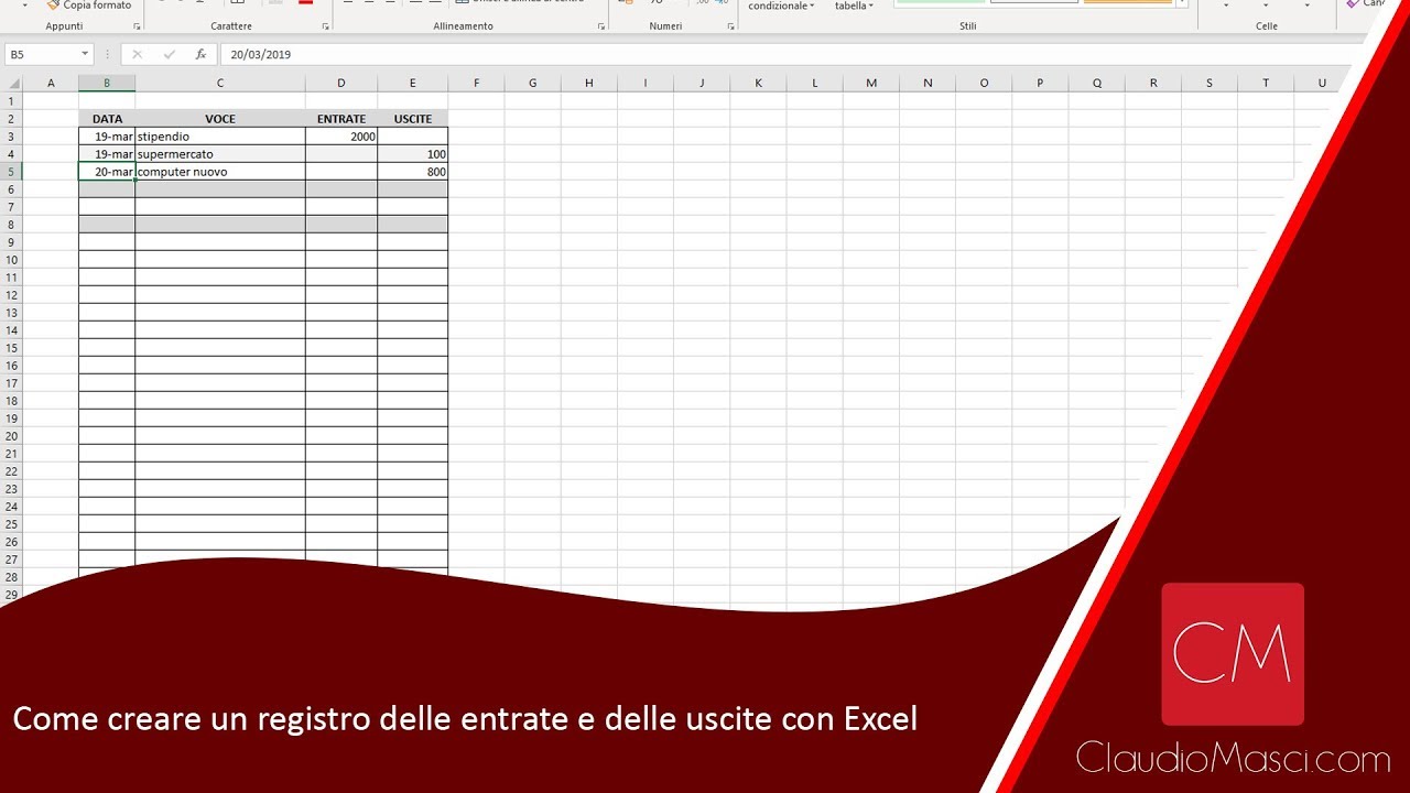 Come creare un registro delle entrate e delle uscite con Excel