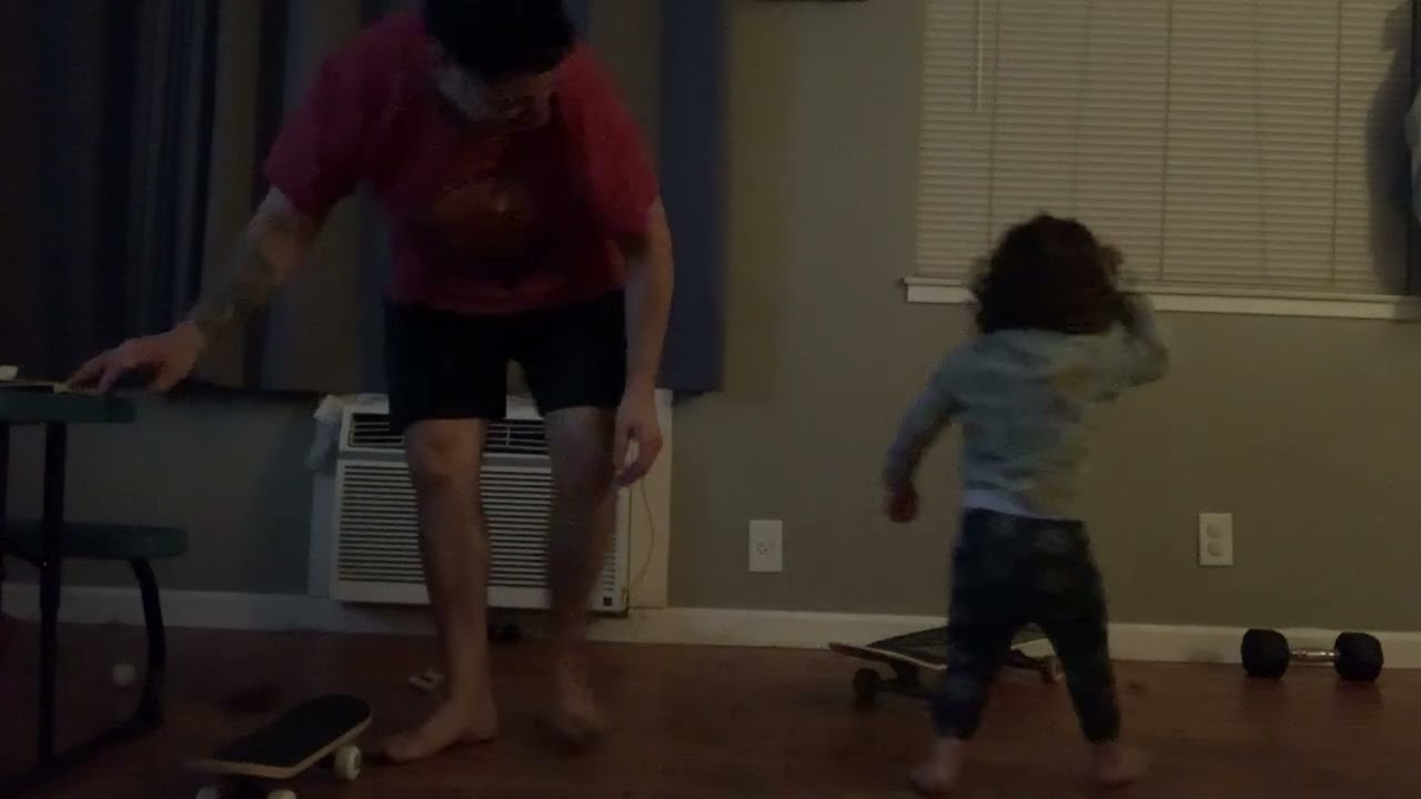 Sk8 dad and his son “first day skateboarding” 