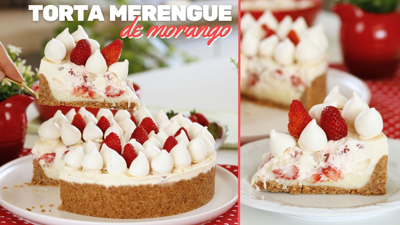 NINGUÉM RESISTE A ESSA TORTA MERENGUE DE MORANGO! FÁCIL E DELICIOSA | Dika da Naka