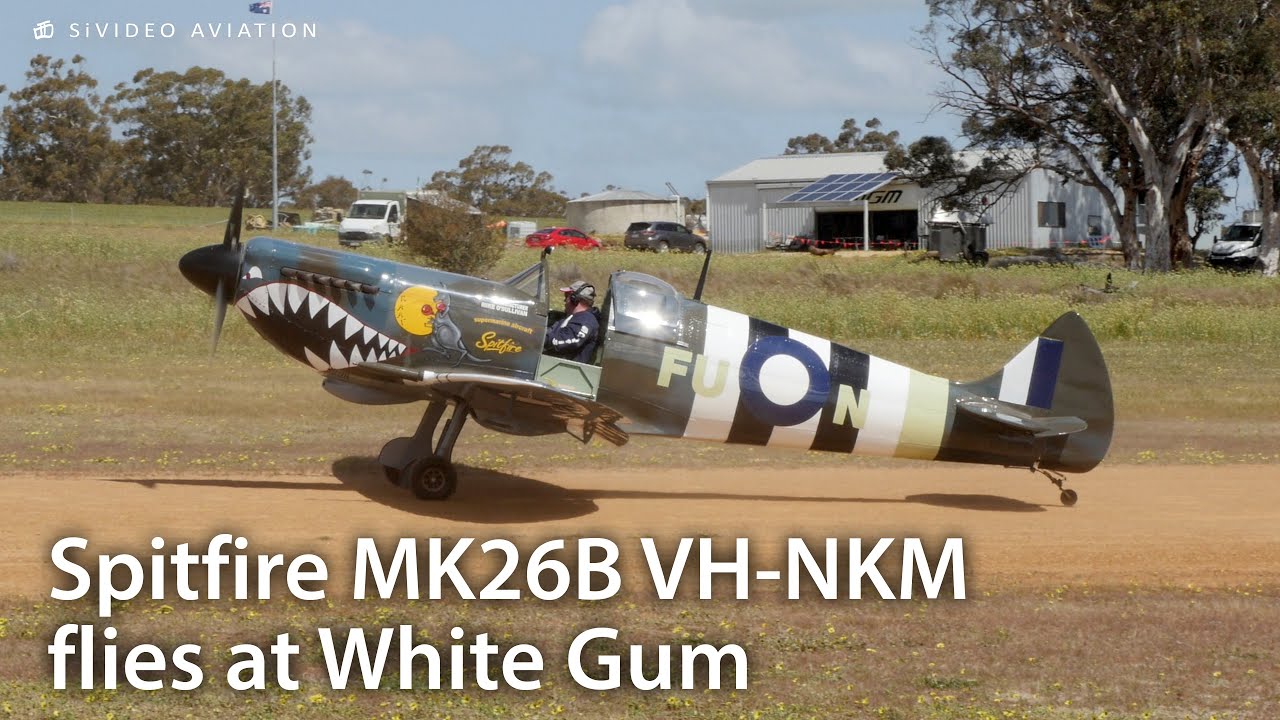 Supermarine Spitfire Mk 26B (VH-NKM) on RW27 at White Gum Air Park.