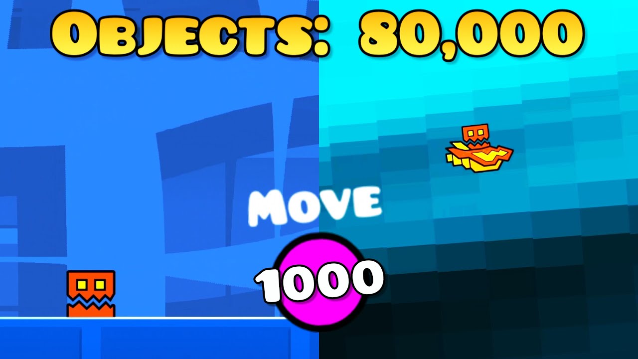 Создание эффектов Geometry Dash с 1000 группами