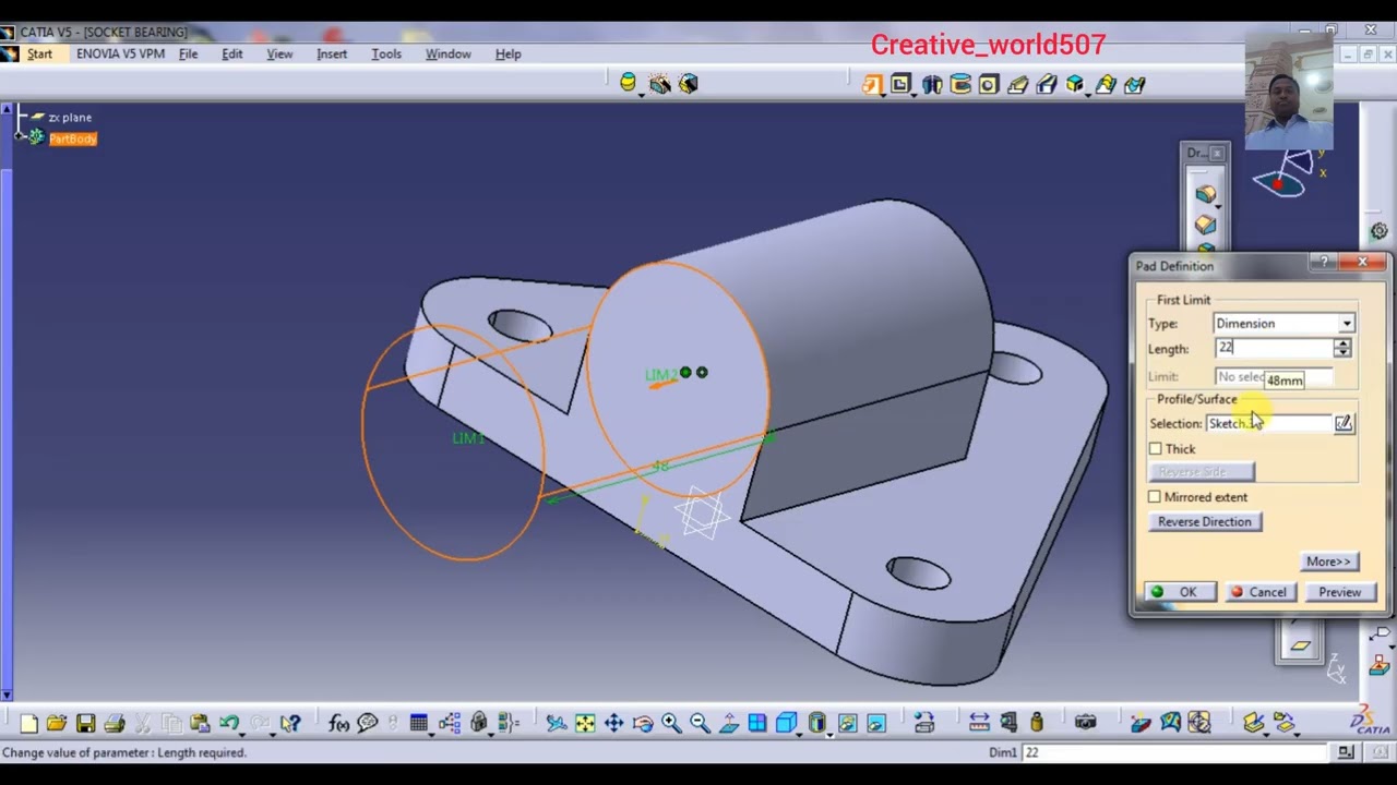 Socket Bearing 3D Modeling in CATIA | Mechanical Design#catia#caddesign